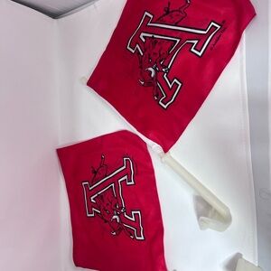 2 Car Window Flags - NCCA Team Logo 2-sided- Arkansas Razorbacks